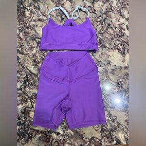 Five Dancewear purple two piece with white trim